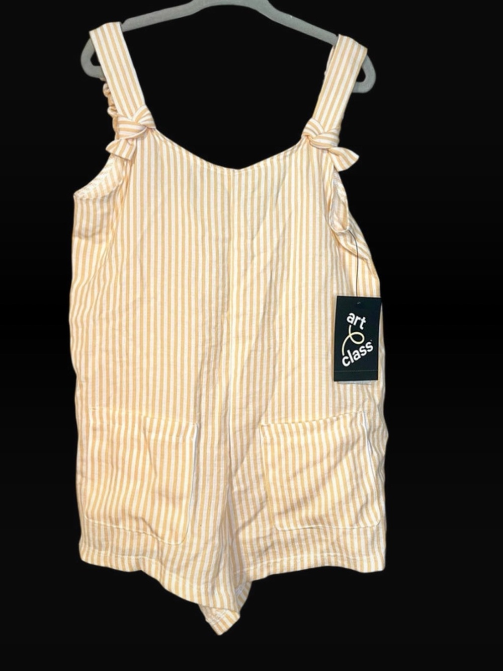 New Toddler romper 4/5 yellow and white stripe